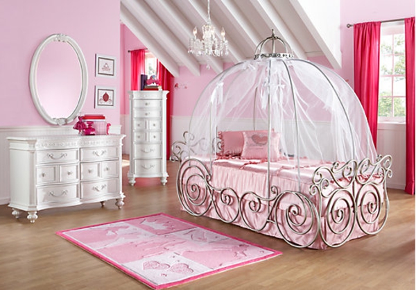 ονειρικό κρεβάτι για κορίτσια σε ροζ
