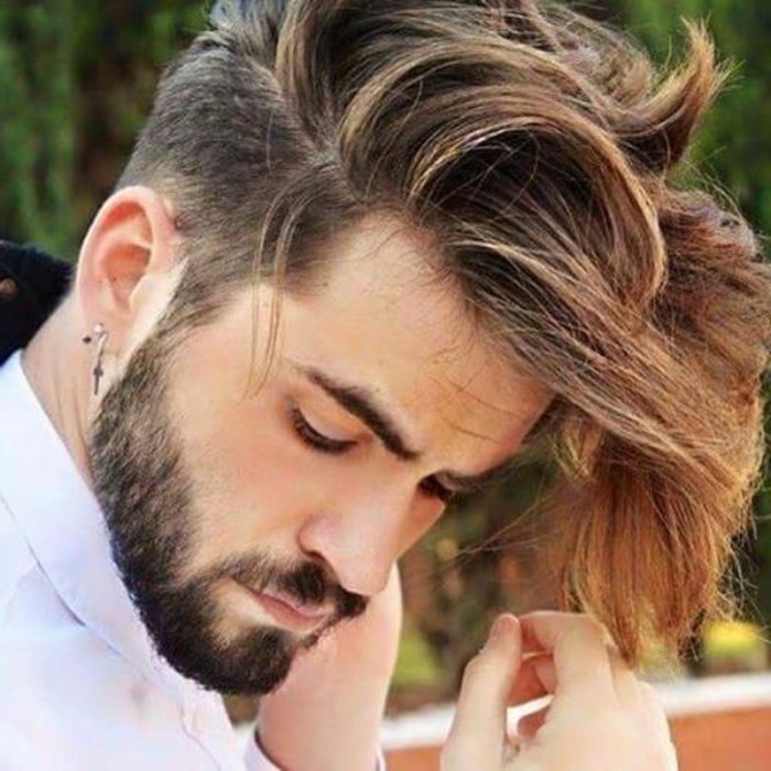 прическа за мъже - средна дължина на косата - допълнителна дължина-брада за коса
