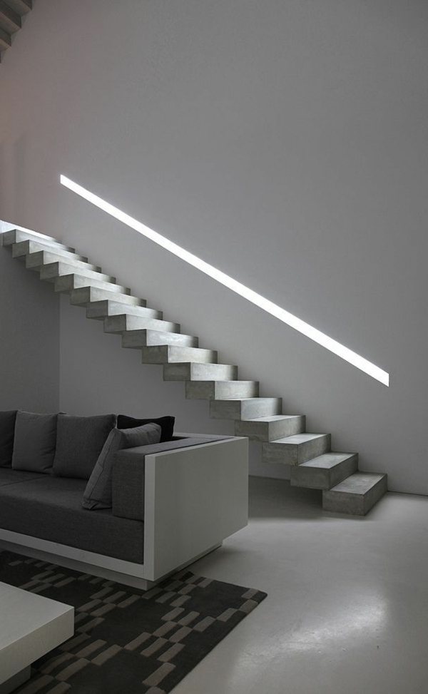 escalera de la iluminación de color gris-moderno-chic-interior