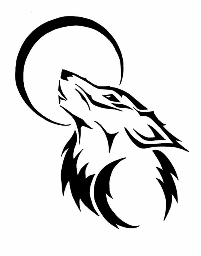 vuk urla pod mjesečevim plemenskim vukom - ideja za tetovažu vukova