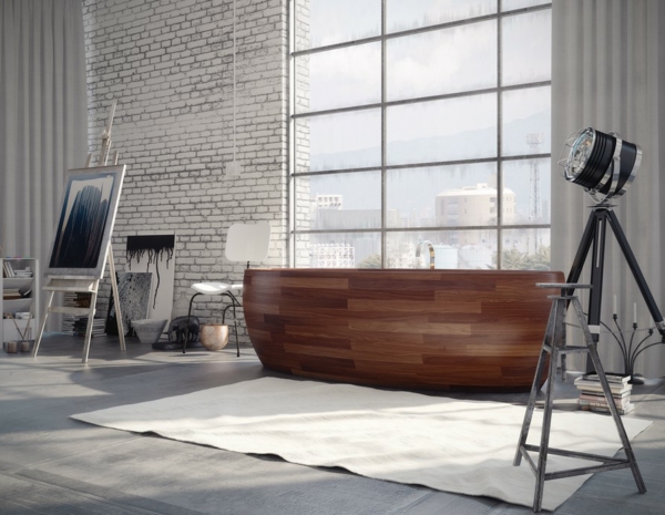 ultra-moderno baño de madera idea de diseño