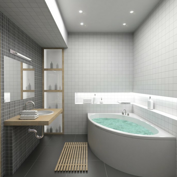 Dizajn ultra-super-interijera u kupaonici plafonjere