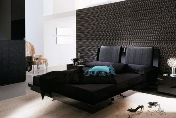 العصري السوداء الجدار الطلاء حسب غرفة نوم