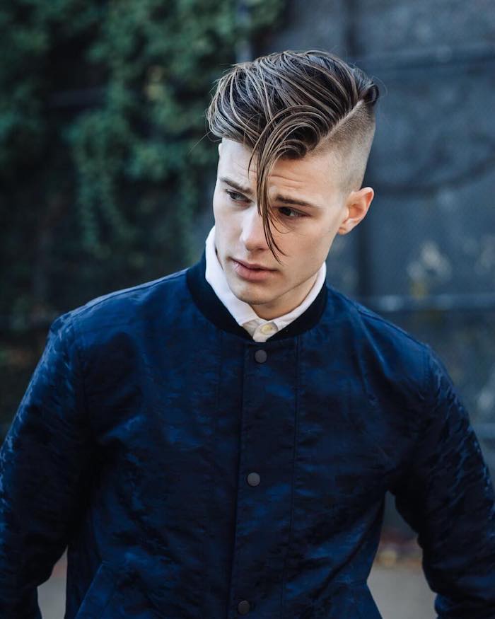 undercut stílusú tinédzser változata tervezése a haj kék kabát férfi