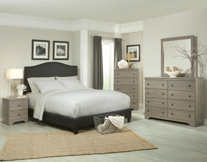 спалня дизайн Уникален-сива стена цвят