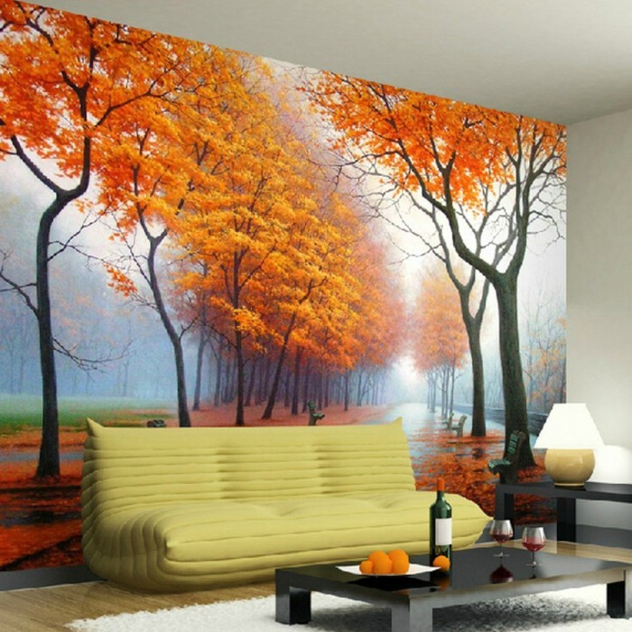unikales-modelo de la foto del papel pintado-bosque-motriz-en-caliente-sala de estar
