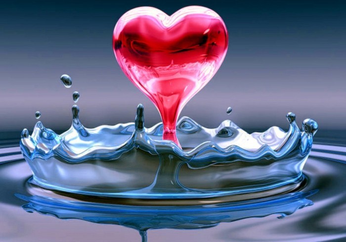 Валентин тапет розово-модел-сърце във вода