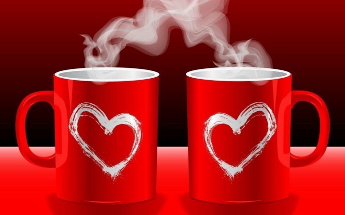 Валентин тапет две красив-червени чаши-с-сърце