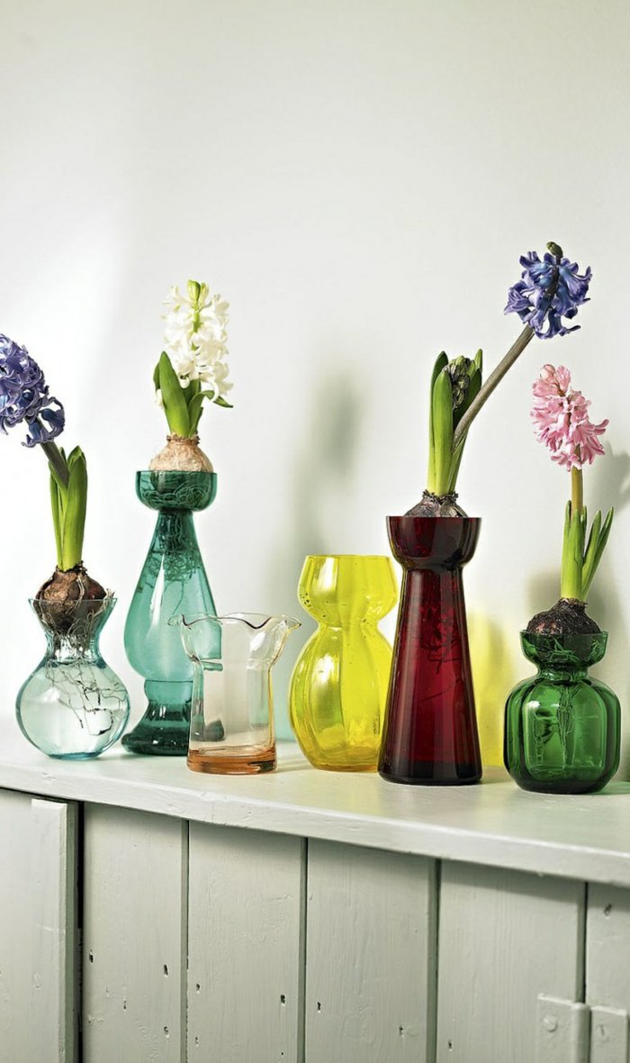 Üveg vázák Deco különböző virágok, váza üveg-és finom kialakítás