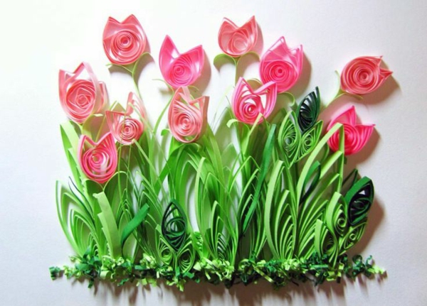 muchas-hermosa-papel-tulipanes-artesanías - fondo blanco