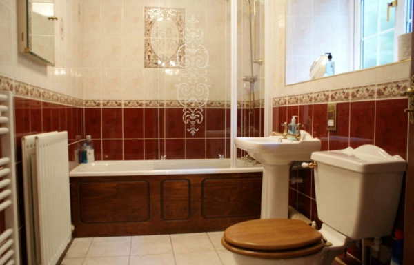 复古浴室瓷砖浴缸