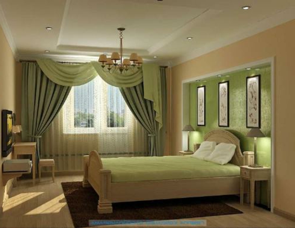 Пердета-идеи-за-спалня-зелен цвят