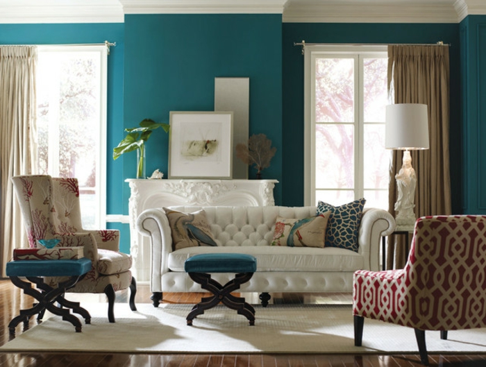 falak színes-design-nappali színes falra taubenblau
