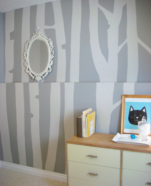 бояджийски шаблон за стенен дизайн - сива боя на стената