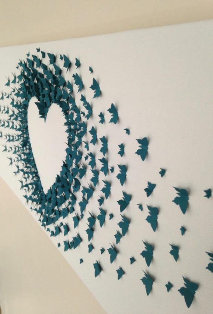 Wanddeko-vous-faire-papillon-déco papillons-en-bleu-papier 3D