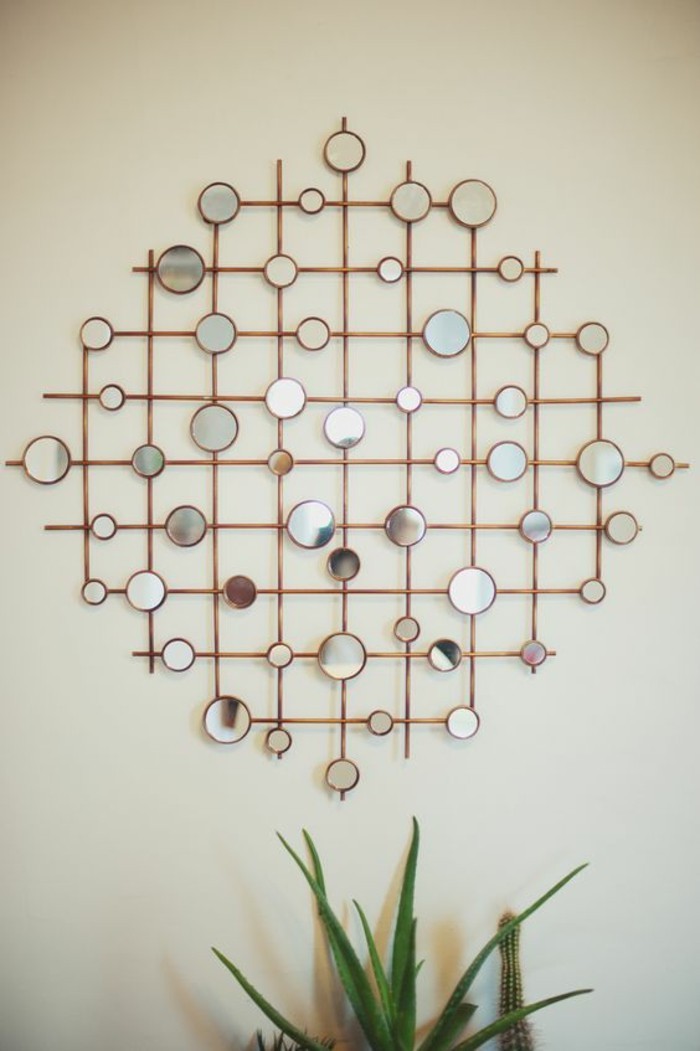 wanddeko сам-направи-Декорация на стени-идеи-малък кръг огледало дърво