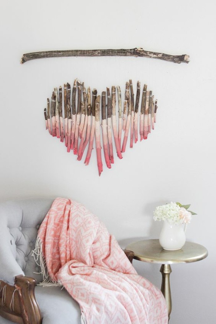 maquillajes de pared decoración ideas-rosa-corazón-modificar-de-madera-wanddeko-
