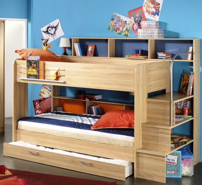 τοίχο διακόσμηση-για-παιδιά-ξύλινο κρεβάτι-μοντέλο
