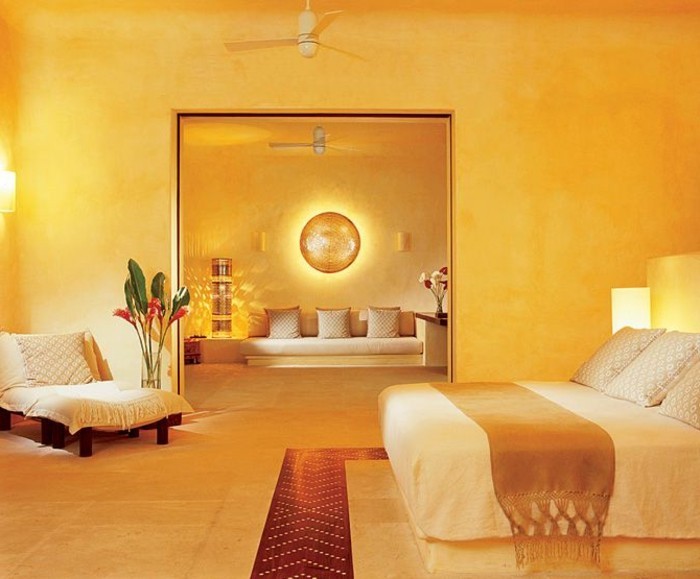 दीवार का रंग-सोने का unikales बेडरूम का डिजाइन-आकर्षक डिजाइन