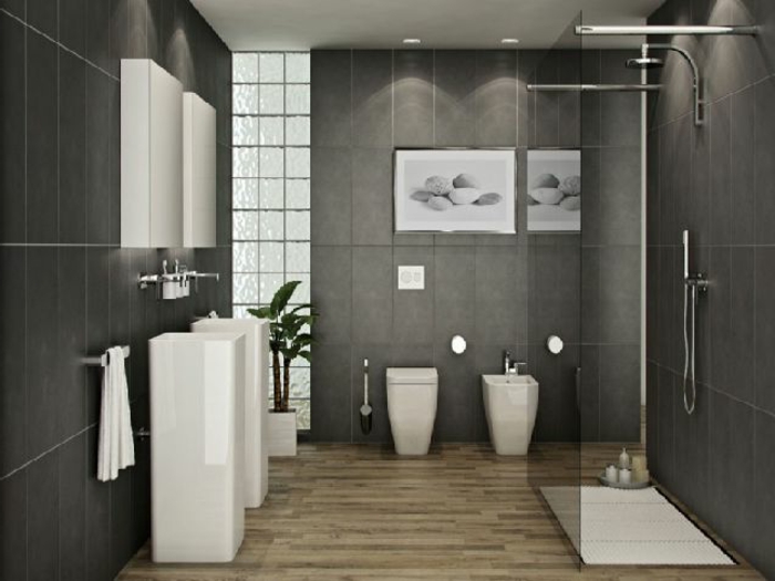 جدار لون أسود-حمام جميل من الأفكار من أجل التأكيد
