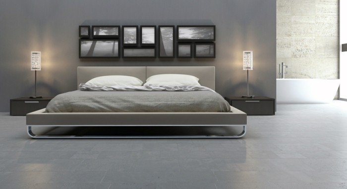 uokvirujući kreativnu spavaću sobu u sivoj boji