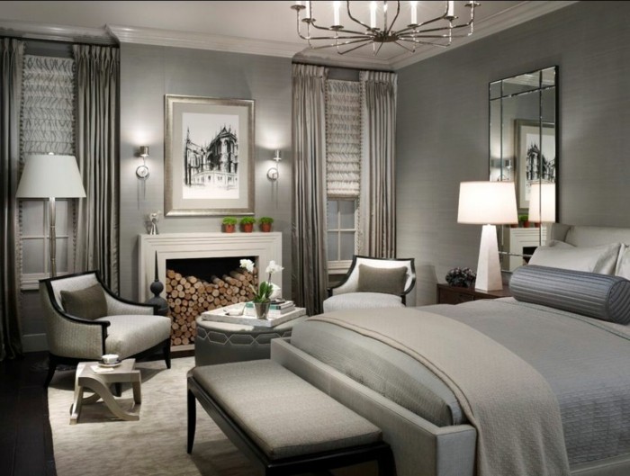 elegantna spavaća soba zid boje make-sivo-modernizirati