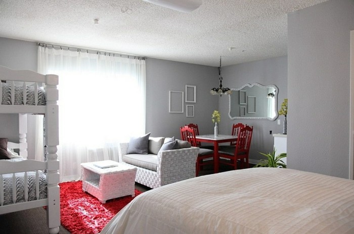 لون الجدار والرمادي سوبر كبير تصميم لغرف نوم