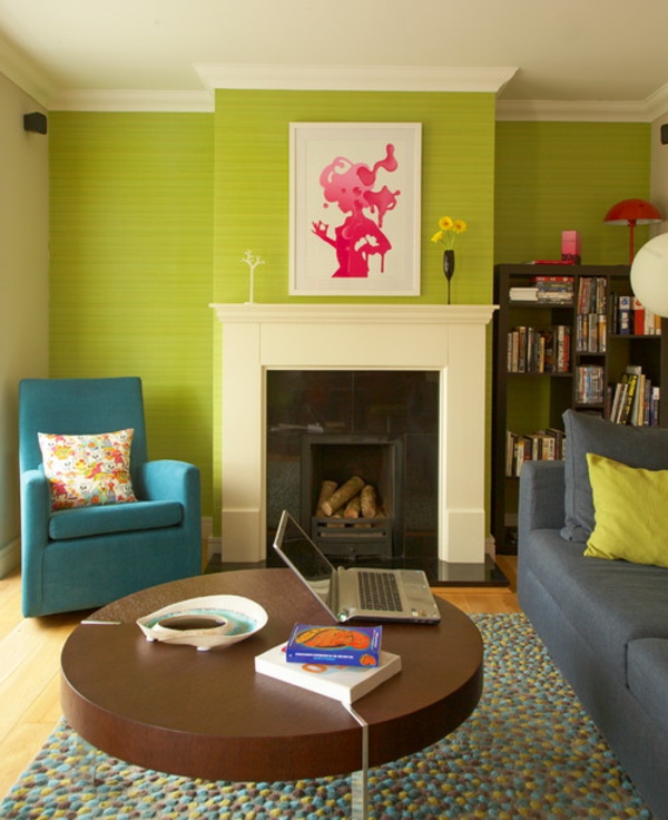 جدار الدهان، اللوحة الخضراء، سور، إلى داخل، غرفة الجلوس، الأزرق، armchair