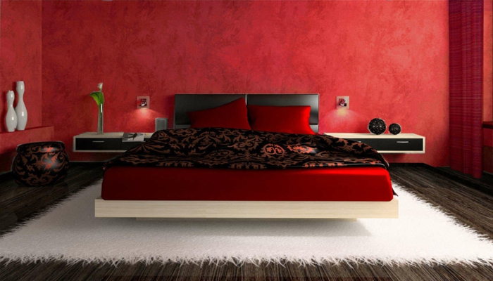 墙壁颜色 - 红色 - 有趣的墙色卧室