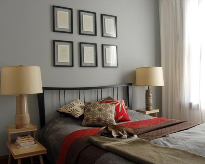 لون الجدار غرف نوم-لطيفة-رمادي اللون