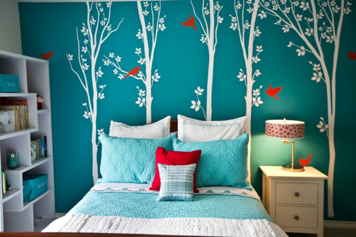 קיר צבע חדר שינה-טורקיז-גדול-תחתון-רעיונות