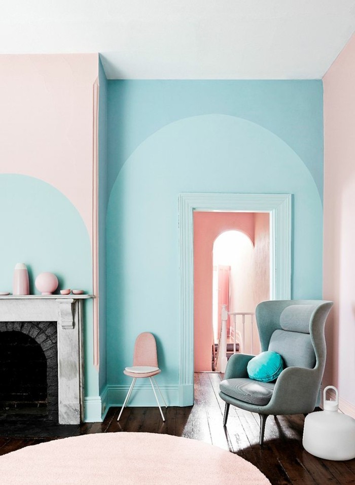 цвят на стената тюркоаз-уникален дизайн спалня