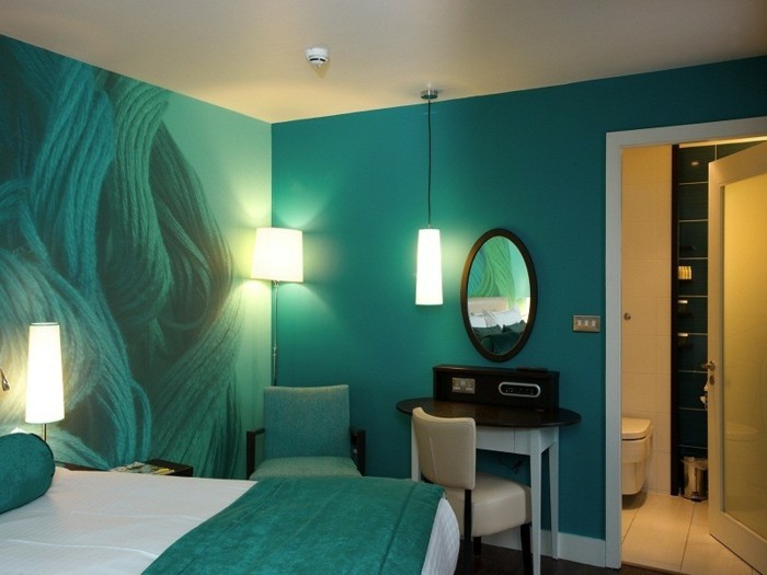 стена цвят тюркоаз Gorgeous инвентар най-спалнята