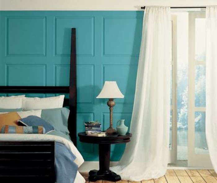 seinän väri turkoosi-unikales-malli makuuhuoneen suunnittelun