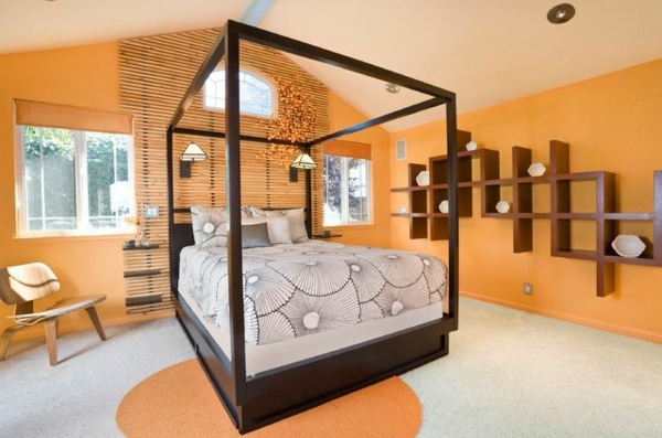 kaunis seinä-väri-väri seinään aprikoosi makuuhuoneen seinään suunnittelu