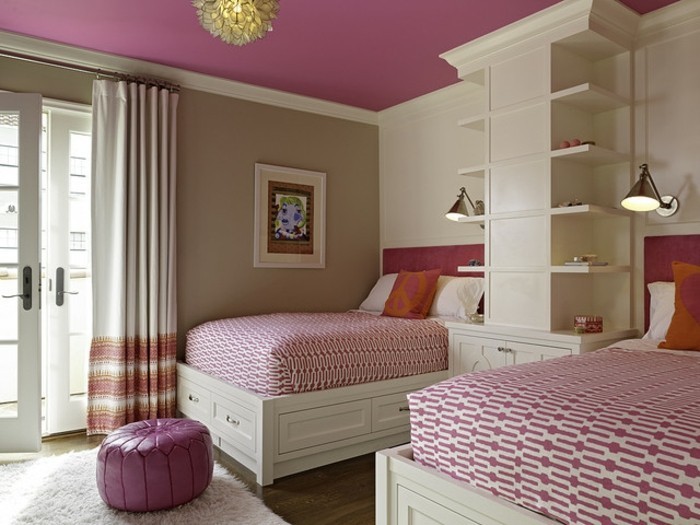 दीवार का रंग-विचारों रचनात्मक मॉडल बेडरूम-गुलाबी-सूक्ष्म
