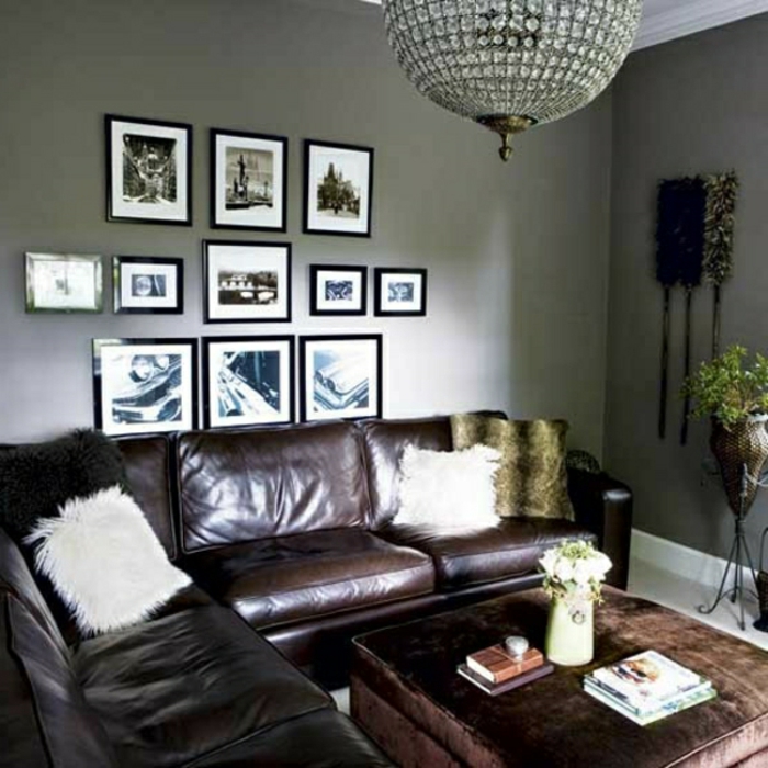 стенни цветови идеи кожени дивана и-снимки-на-дер-стена