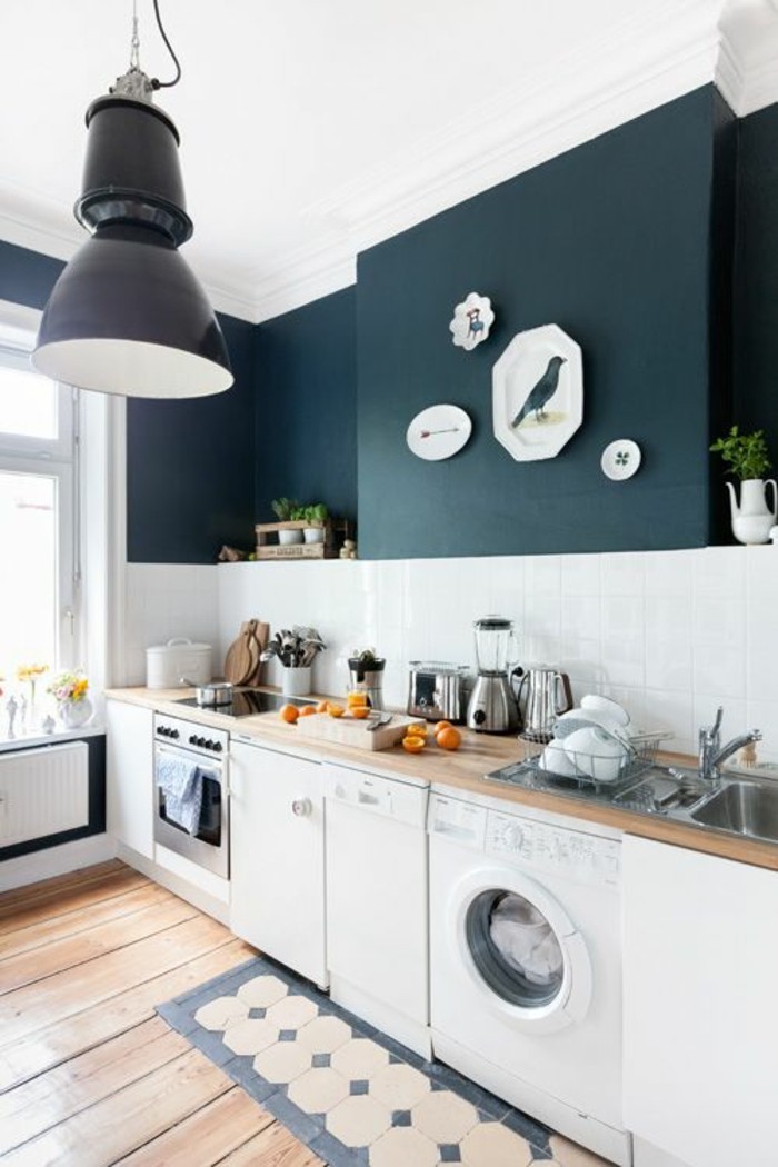 стена дизайн-кухня-модерна стена с цвят на цвят-стени