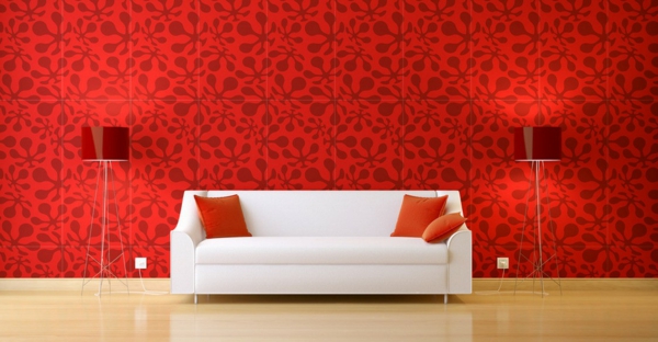 جدار تصميم-غرفة معيشة تصميم-غرفة معيشة انشاء einrichtugsideen-غرفة معيشة الحديثة الجدار تصميم الحمراء الجدار