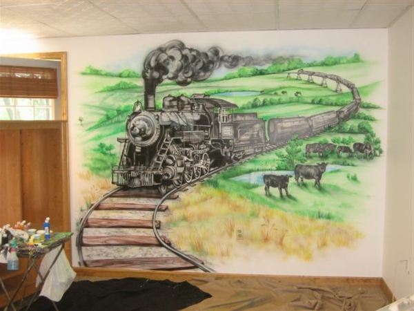 ציור קיר-ב-משתלה-רכבת