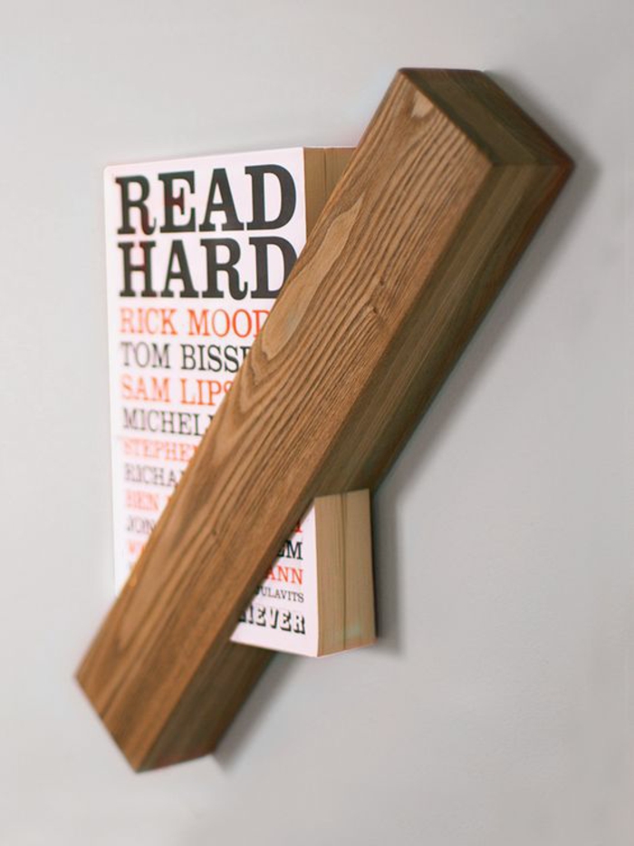 seinähylly-puu-puu pala DIY-Regal-book-luova seinään suunnittelu