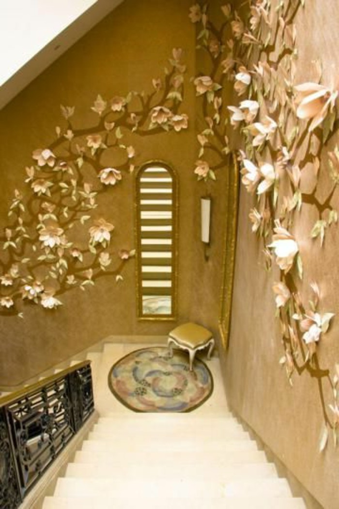 wandtattoo-hodnik-sa-roza-papira cvijeća
