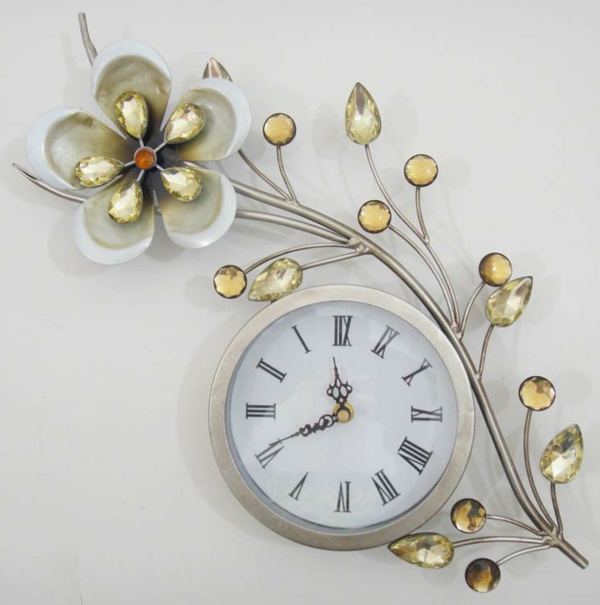 μεταλλικό ρολόι τοίχου όμορφο σχήμα - σχήμα λουλουδιού