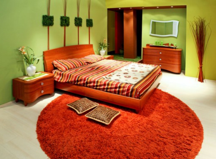 wanfarben-комбинации-червен килим най-спалнята