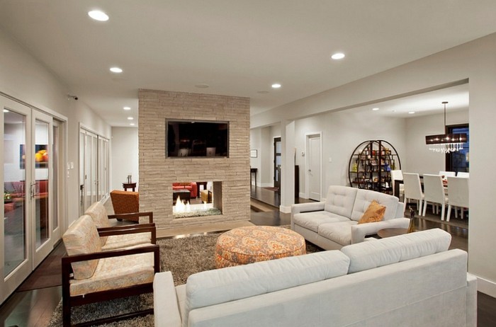 meleg színek-in-nappali-érdekes-és modern tervezésű