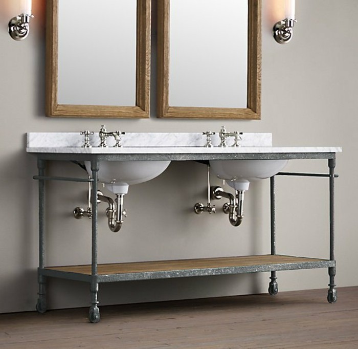 lavabo placa-propio-acumulación de dos espejo en la pared
