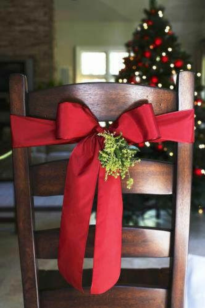 коледна украса сам вземане weihnachtsdeko сам-направи-стол-червено-лък