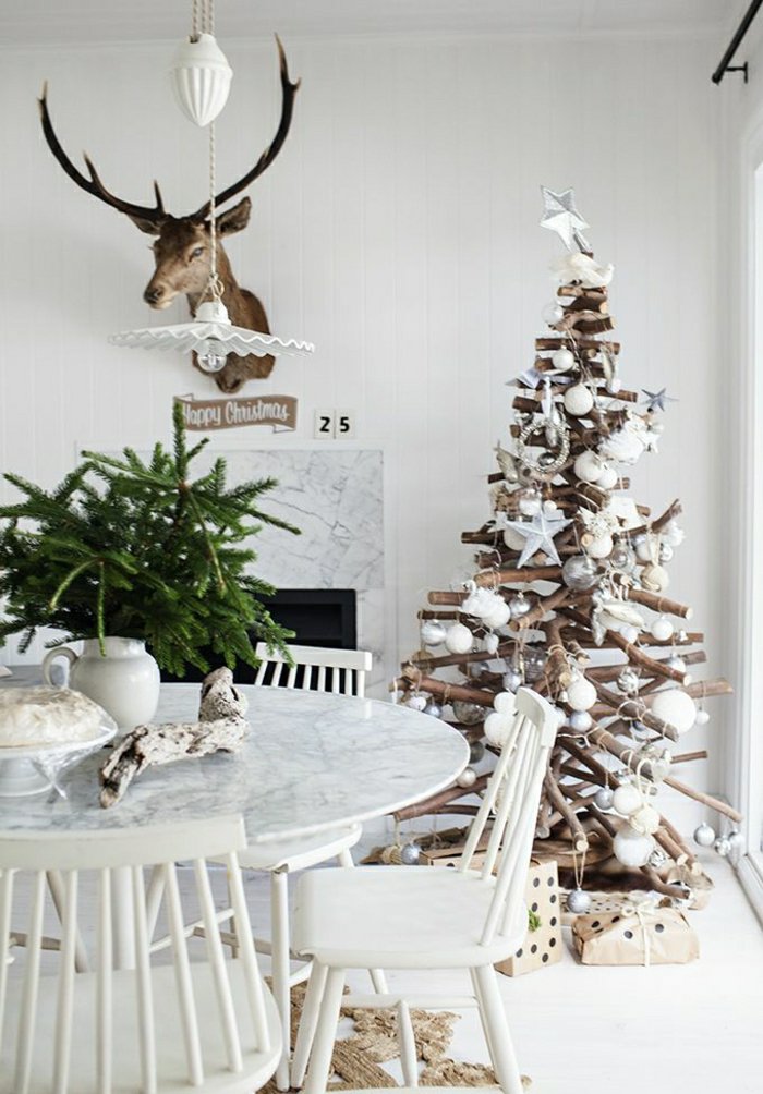 Karácsonyi dekoráció asztali dísz fenyő ágak Vase Fancy-Tannenbaum rusztikus belső elemek