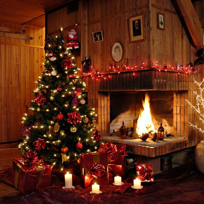 عيد الميلاد تزيين شجرة الخشب والجدران