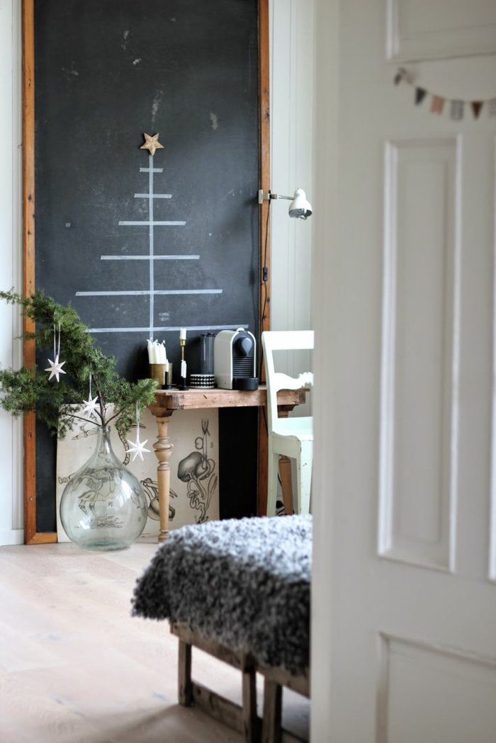 weihnachtsdeko идеи елхови клони ваза Таненбаум рисуване-черен панел